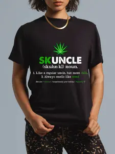 100% Cotton Funny Skuncle Weed Smoker Uncle Marijuana Lover Uncle Gift T-Shirt