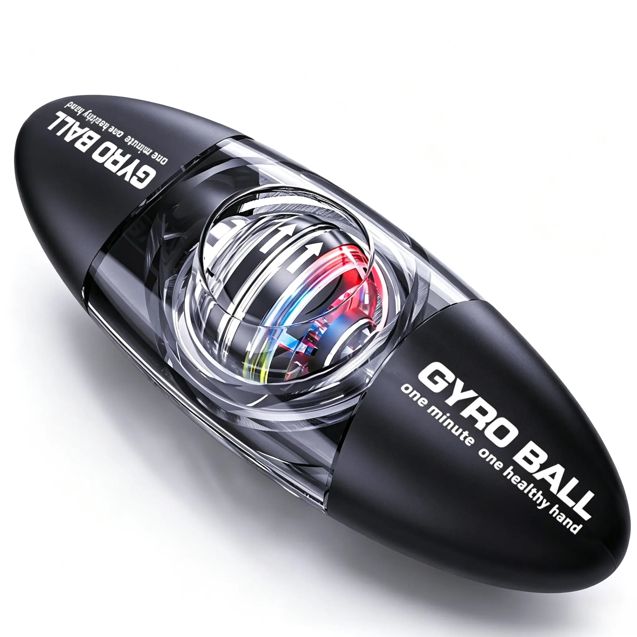 Black Mechanical Gyro Ball – Self-Starting Wrist Strengthener for Arm Training, Home Gym & Office Decompression