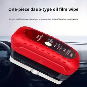 Set of 2 Glass Oil Film Cleaners - Car Glass Cleaning Brush Featuring Built-In Liquid Dispenser, Solution for Oil Film Elimination, Resistant to Rain And Fog, Effective Cleaning for Front Windshield, 4.06oz