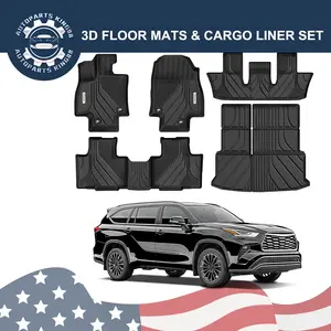 YINTATECH 3D Floor Mats & Cargo Liner Set for 2024 2025 Toyota Grand Highlander 7 & 8 Seats Non-Slip Liners Black
