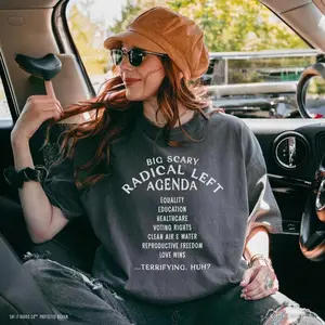 Radical Left Agenda T-Shirt Progressive Political Shirt Feminist Social Activist casual outfits vintage Graphic Tee Cotton Women Shirts Womenswear Statement