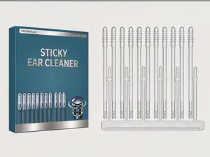 Spiral Head Sticky Ear Cleaning Sticks, Adhesive Ear Wax Removal Swabs, Disposable Soft Spiral Tip Ear Picks, Gentle Safe Ear Cleaning Sticks for Home Travel, Large Size 48 Counts (48/S)