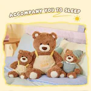 MINISO GIFT BEAR Series Large Plush Toy | 41cm Cute Seated Teddy Bear with Overalls | Ultra-Soft Snuggle Companion | Perfect Birthday & Holiday Gift