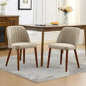 Garvee Set of 2 Modern Wooden Dining Chairs with Upholstered Cushioned Seats and Fabric Sides, Perfect for Kitchen, Dining Room, and Restaurant Use