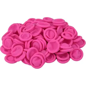 100 Pcs Disposable Latex Anti-Static Finger Cots Finger Tip Protectors Keep Dressing Dry and Clean Medium Pink