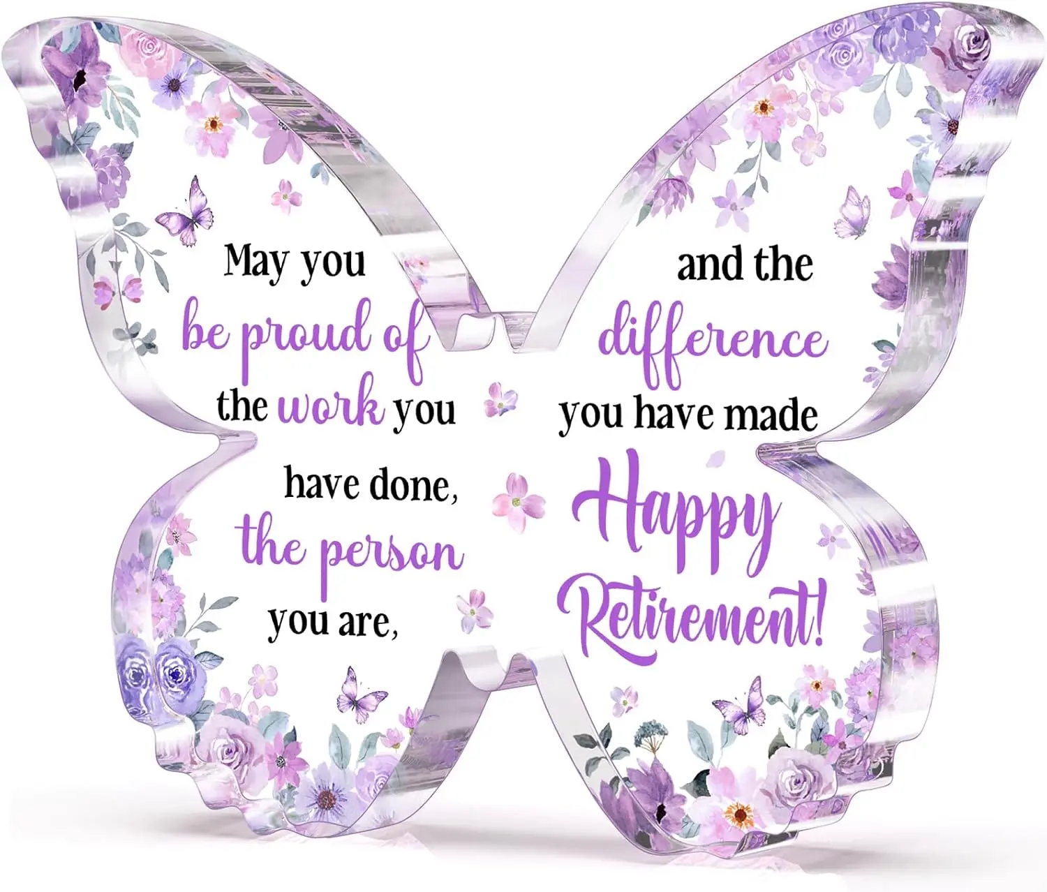 Retirement Gifts for Women Men, Retirement Gift for Coworker Teacher Nurse Friend Boss, Butterfly Acrylic Plaque, Retirement Keepsake, Retirement Party Decorations, Retirement Farewell Gift, Appreciation Gift, Going Away Gift, Office Desk Decor