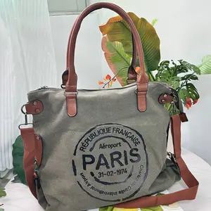 Large capacity Paris Canvas tote – Crossbody Shoulder Tote Bag Army Green
