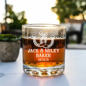 Western Themed Cocktail Glass for a Couple - personalized stemless High quality laser engraved whiskey glasses, Personalize your handwriting Gifts for couples, Home Decor & Gifts, Funny gift for men and women, Drinkware, Halloween
