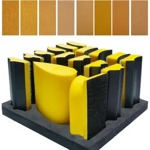 56 PCS Hand Sanding Block Set 16 Contoured Profile Sander Block + 40 Sheet Sandpaper Kit Interchangeable Convex & Concave Shapes for Moldings Woodworking Auto Paint Crafts