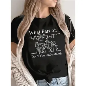 Polyester Short Sleeve T-Shirt with Funny Science Circuit Design, Lightweight and Durable for Casual Wear at Home, Office, or Cafe Perfect for Tech Enthusiasts And
