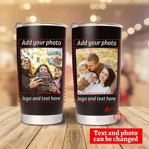 20oz Custom Black Stainless Steel Photo Tumbler – Personalized Coffee Cup with Your Picture & Text, Insulated Travel Mug, Unique Gift for Christmas, Anniversary & Birthday