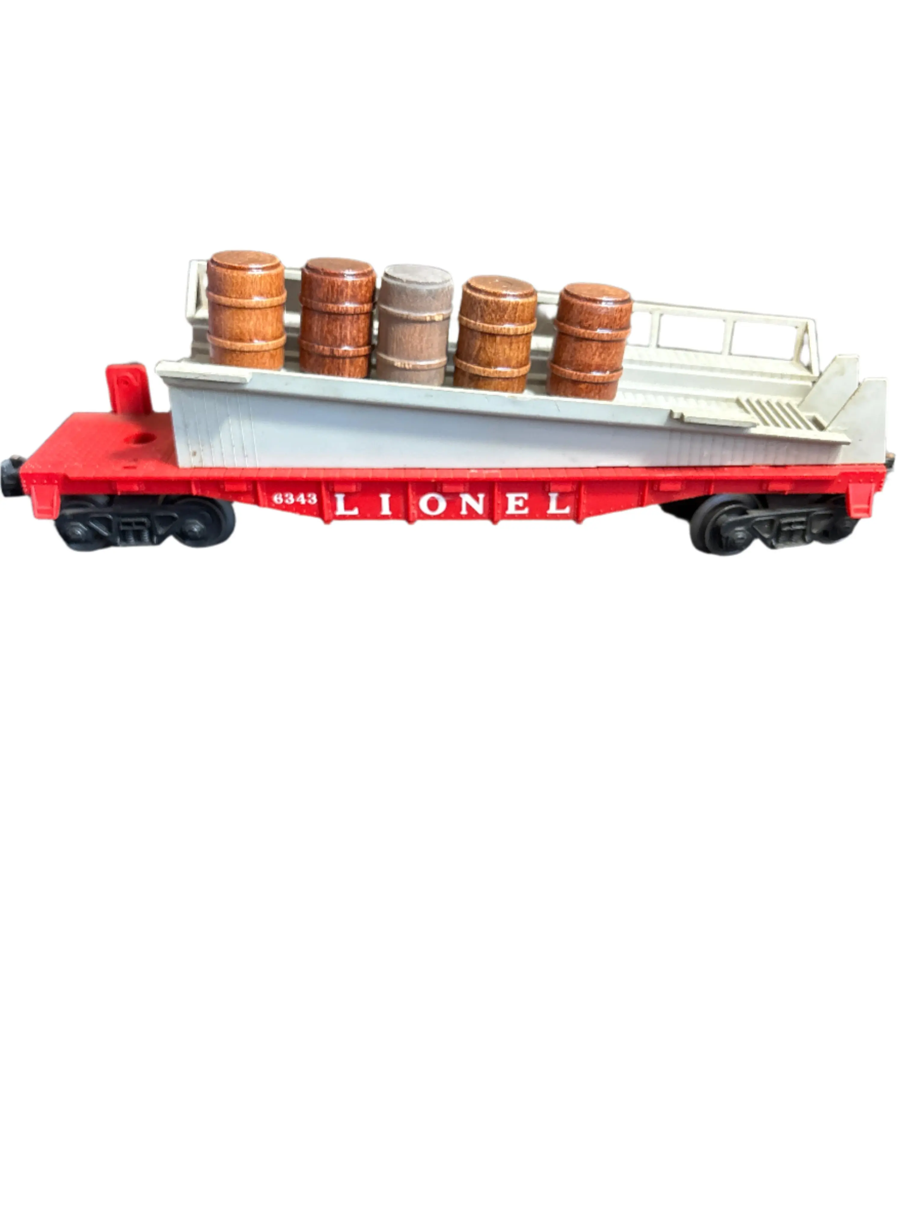 Lionel Barrel Loader with 5 Barrels Multi Color Train Car Accessory for America Series