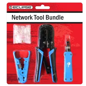 Eclipse Network Tool Bundle With 20pcs Connectors, Crimper, Punchdown Tool & Cable Stripper