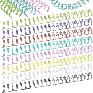 48 Pcs Small Metal Double Loop Binding Wires, 8 Colors Binding Spines Combs Ring Coils for Book Binding, 9/16" 23 Holes, 2:1 Pitch