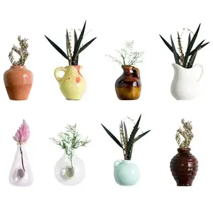 Creative Vase Design Fridge Magnet Gift, 8 Counts/set Mini Ceramic Vase Refrigerator Sticker, DIY Refrigerator Magnet, Suitable for Friends, Decor, Ceramic Vase Magnets, Colorful Home Decoration, Fridge Flower Magnets
