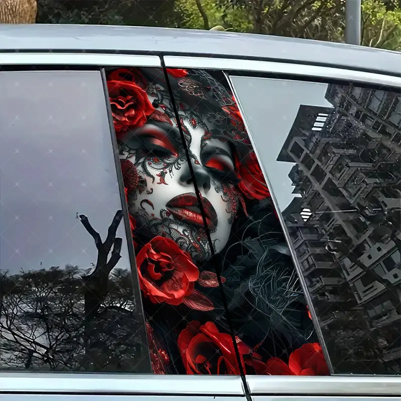Gothic Vinyl Stickers Set, Car B Pillar Protection Decals, Easy Peel & Stick, Sunproof Waterproof Scratch Resistant, Fits All Vehicles