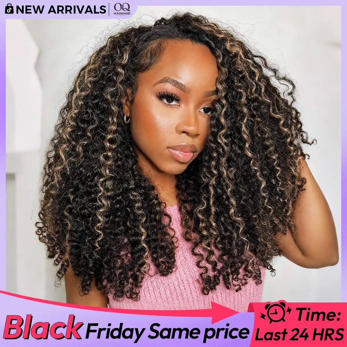 OQ HAIR Burmese Curly Half Wig Human Hair P1B/30 3 In 1 Half Wigs for Women Seamless Flip Over Glueless Wigs Human Hair with Drawstring Beginner Friendly Daily Wear #tiktokshopstockup #SohoChic
