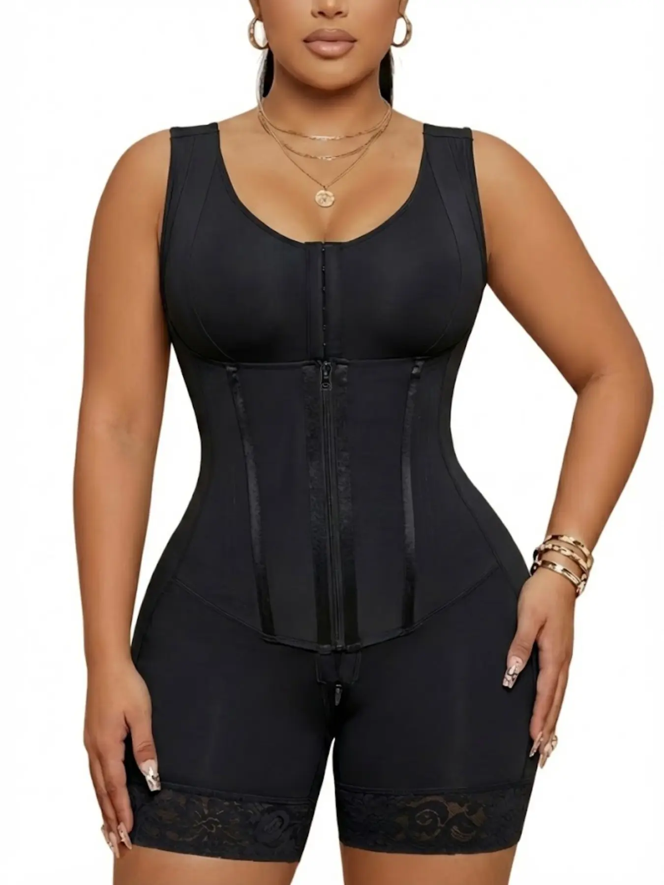 1 Count Fajas Colombianas Tummy Control Shapewear for Women, Tummy Tuck Garment, Post Surgery Double Compression Body Shaper, Tight-Fitting Shapewear Bodysuit, Lace Butt Lifting Jumpsuit, Waist Trainer Girdle, Suitable For Daily Or Party