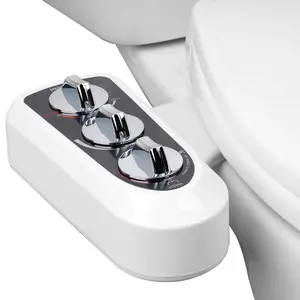 Hibbent Toilet Seat Bidet with Self Cleaning Dual Nozzle, Hot and Cold Water Spray Non-Electric Mechanical Bidet Toilet Attachment for Rear or Female Washing, Black toilet seat