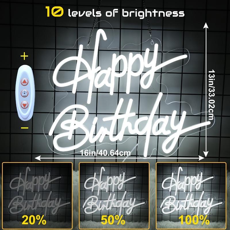 Happy Birthday Neon Wall Decor, LED Lighting Signs Birthday Decor, Home Decor Birthday Lighting LED Signs, Best Personalized Birthday Gifts for All Parties (16 ", Warm White)