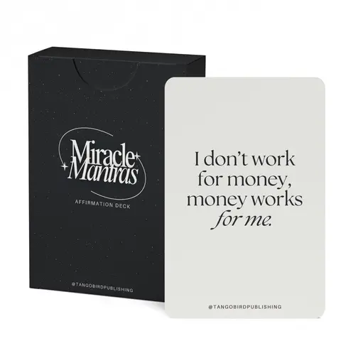TangoBird Miracle Mantras Affirmation Deck - 60 Text-Based Daily Inspiration Cards, Portable with 4.88 x 2.8 x 0.94 in Compact Travel Box (5.6 oz), for Ages 12+ (12 Years Above), Positivity, Self-Love, Confidence, Manifestation
