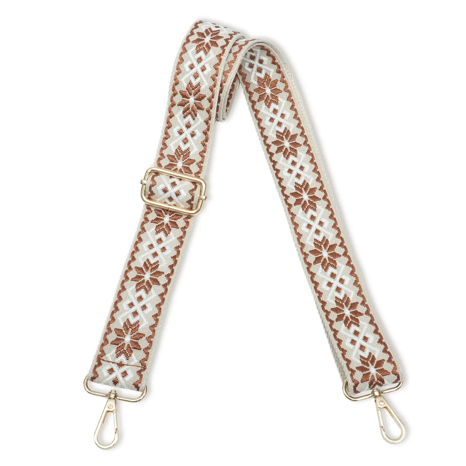 beige & Brown Rhombic(golden Buckle)