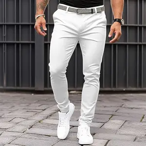 Men's Pure Color Tight Pocket Zipper Business Casual Slim-Fitting Narrow Bottom of a Trouser Leg Trousers Slim Fit Stretch Casual Chinos Slim Fit Stretch Casual Chinos
