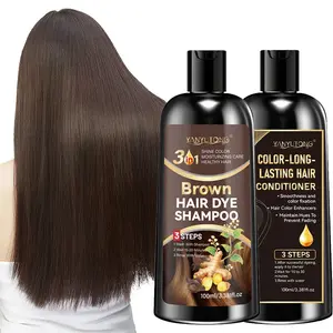 Brown hair dye shampoo, gentle and non irritating plant hair dye shampoo easily covers white hair, paired with hair conditioner to repair frizz after dyeing, locks color and solidifies hair in one, creating smooth and healthy dyed hair, Haircare