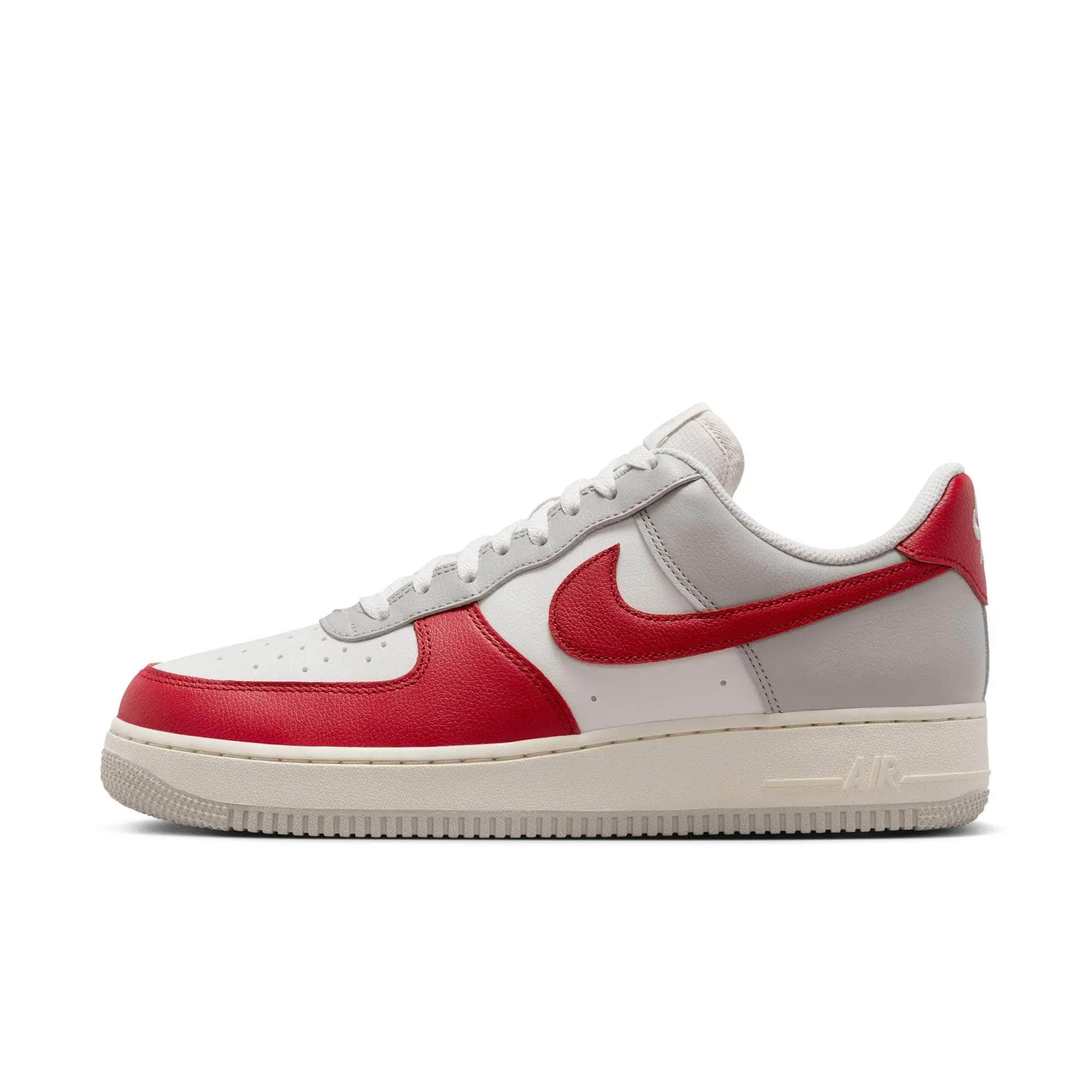 Men's Nike Air Force 1 Low "Red Toe" Athletic Low Top Basketball Sneaker, Red Sole, White Midsole, Athletic Sneaker, Low Top Sneaker
