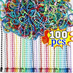 DIY Ball Bead Chains Sliver Colorful Keyrings Dolls Label Hand Tag Connector Making Iron Pendant Jewelry Accessories Keychains