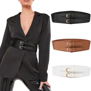 Elastic Wide Waist Belt Women For Vintage Cinch Belts Female PU Leather Wide Stretchy Belt for Dresses S-L