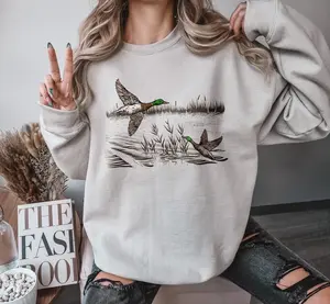 Retro Mallard Ducks Fall Sweatshirt/T-shirt,  90s Waterfowl Duck Outfit, Vintage Duck Shirt, Animal Lover Shirt, Vintage Fall Hoodie, Cute Fall Shirt