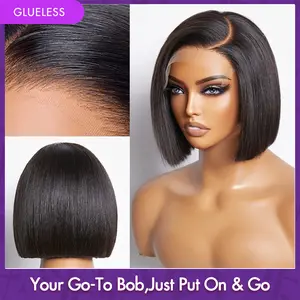 Put On & Go Blunt Cut Straight Bob Minimalist HD Lace Glueless C Part Wig