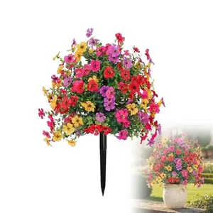 Artificial Flowers for Outdoor, Low Maintenance No Watering Needed, No Fade Fake Plants for Window Box Garden Porch Patio Decor,Bedroom Decor,Long -Lasting Porch & Garden Decor Decoration Decorative