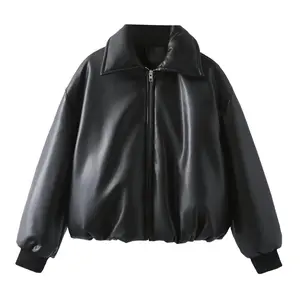 French-style Fashionable Trendy Protein Leather Thick Cotton Coat