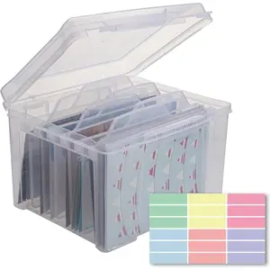 Greeting Card Storage  Organizer Box with 6 Removable Dividers for Holiday Birthday Get Well Cards Photos, Crafts, Scrapbooking(Clear)