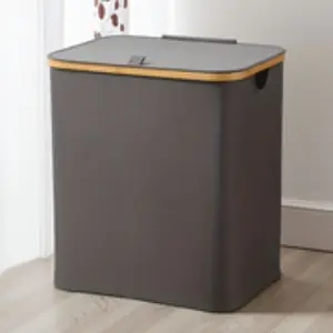 Foldable Recycling Bottle Box with Lid, Detachable Inner Bag, Dustproof Household Storage Basket Organiser for Home, Laundry Room, Living Room, Dormitory