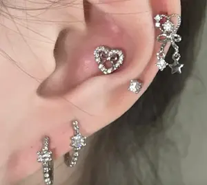Y2K Star Zircon Ear Stud – Silver 316L Stainless Steel Cartilage Nail