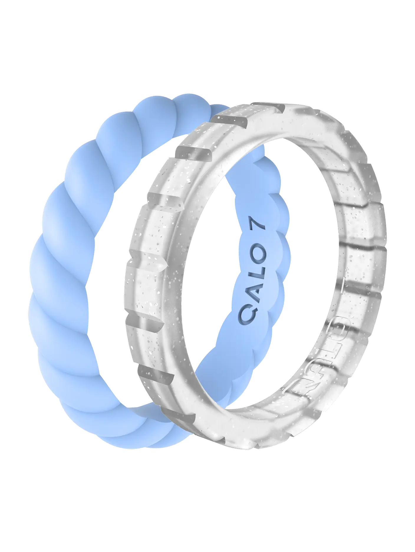 Women's 2-Piece Stackable Rings Set - Soft Swirly Twist Ring, Icy Shimmery Finish Band for Winter Costume Jewelry
