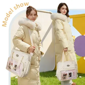 RIVERICH School Style Versatile Simple Large Capacity Messenger Bag for Women Transparent Single Shoulder Cross Body Bag Pain Bag Anime enamel pin
