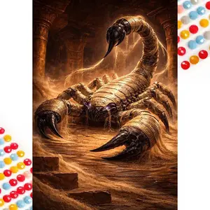 5D Diamond Painting Kit Full Drill Scorpion, Desert, Ancient DIY Mosaic Wall Art, Beginner Craft Set (with Tools), Home Wall Decoration Gift, Diamond Art Kit