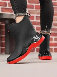 Men's Fashion All-Season Rain Boots, Spring Anti-Slip Waterproof Comfort Rubber Shoes, Simple Ankle Short Boot Design Closed, Slip Resistant Boots