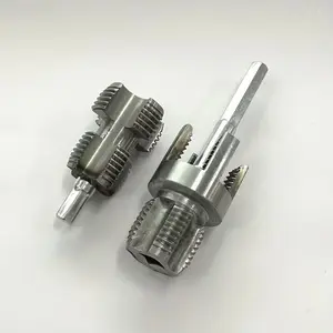 Pipe Threading Tool Kit with Internal & External Thread, 2-in-1 PVC Pipe Threader Kit, Carbon Steel Integrated Pipe Threader, 2Pcs 1/2 3/4 Inch PVC Thread Maker for Electric Drill