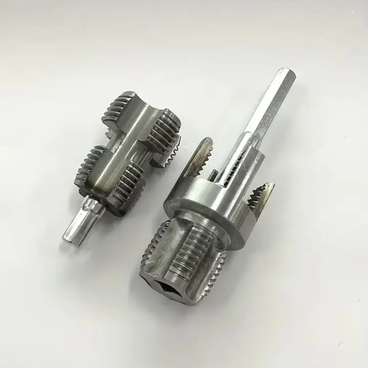 Pipe Threading Tool Kit with Internal & External Thread, 2-in-1 PVC Pipe Threader Kit, Carbon Steel Integrated Pipe Threader, 2Pcs 1/2 3/4 Inch PVC Thread Maker for Electric Drill