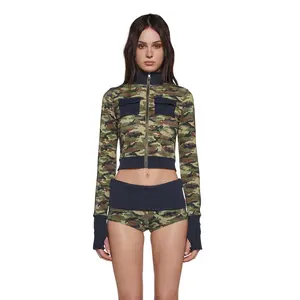 Kristie Camo Zip Up Sweater