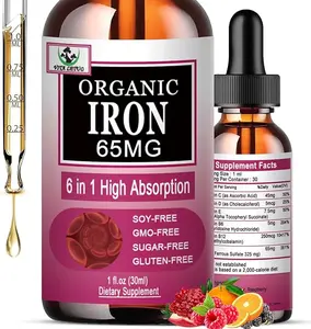 Iron Supplement for Women with Vitamin C,6-in-1 Liquid Supplement w/Vitamin B12,Vitamin B6,High Absorption Liquid Iron Drops for Red Blood Cells & Immune Support,Non-GMO, Gluten Free