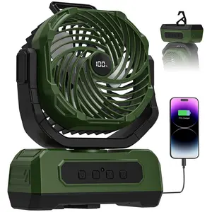 Portable Camping Fan Rechargeable, 20000mAh Battery Powered Oscillating Fan with RGB Light, Remote, Hanging Hook for Indoor Outdoor Travel Jobsite