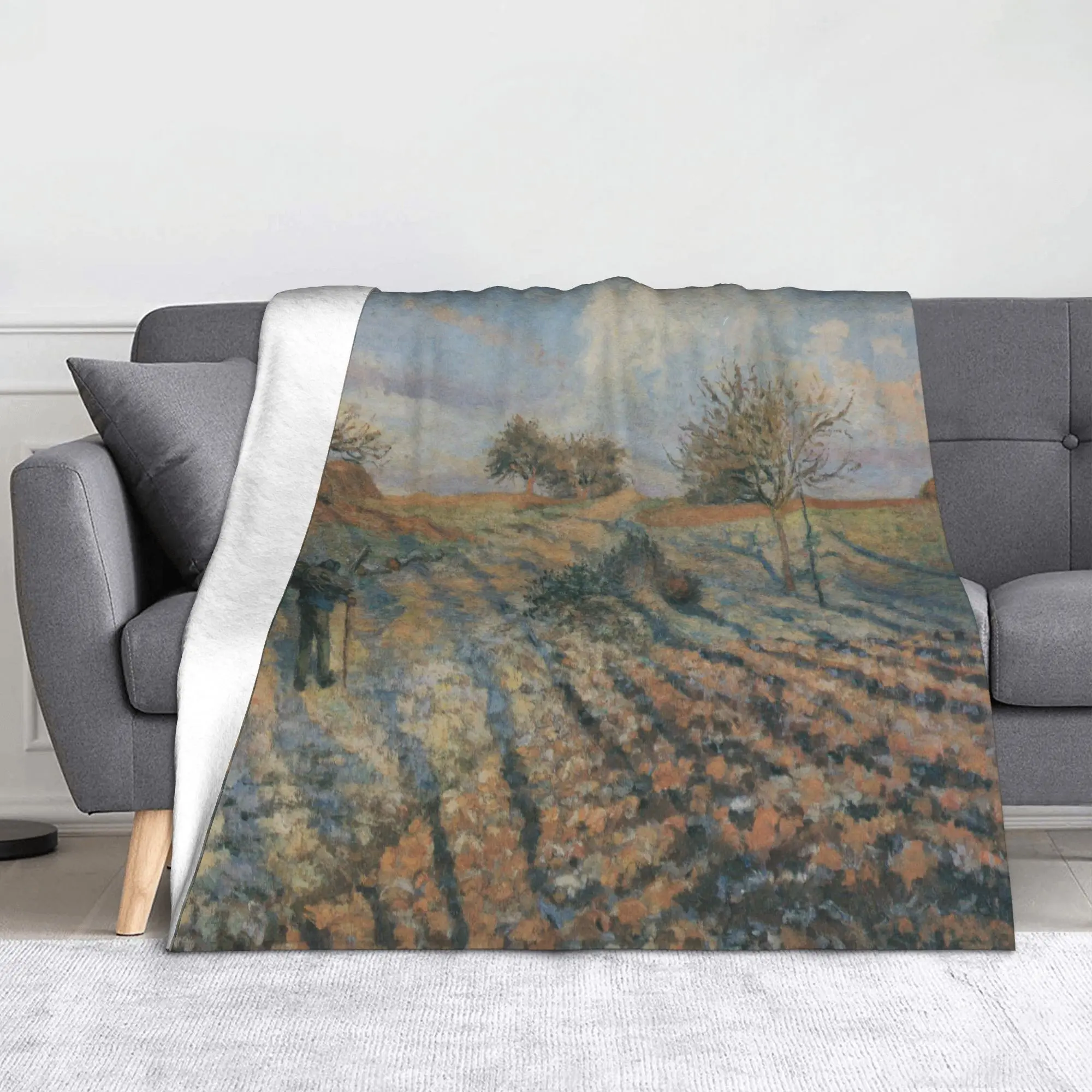 Artistic Tribute to [Hoar Frost at Ennery] | Classic Masterpiece Fleece Throw | Ultra-Soft Cozy Home Blanket