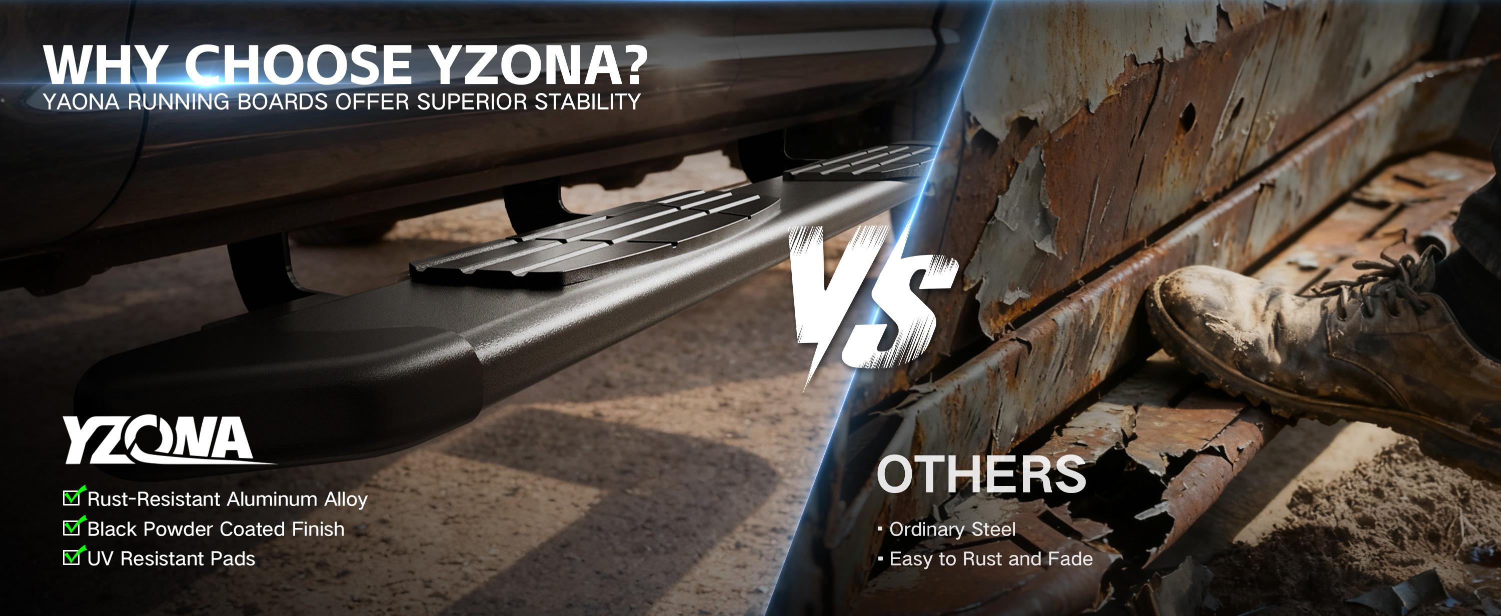 【EYOUHZ】Running Boards Compatible with 2005-2025 Nissan Frontier Crew Cab - Side Steps Rails Nerf Bars Aluminum Alloy for Vehicle 4 Full Size Doors