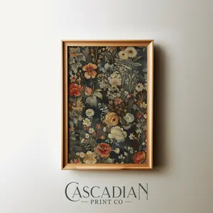 Spring Floral Wall Hanging Tapestry Print, Dark Moody Tapestry Wall Art, Room Decor, Unframed 5 size, 8x12 to 27x40 inch